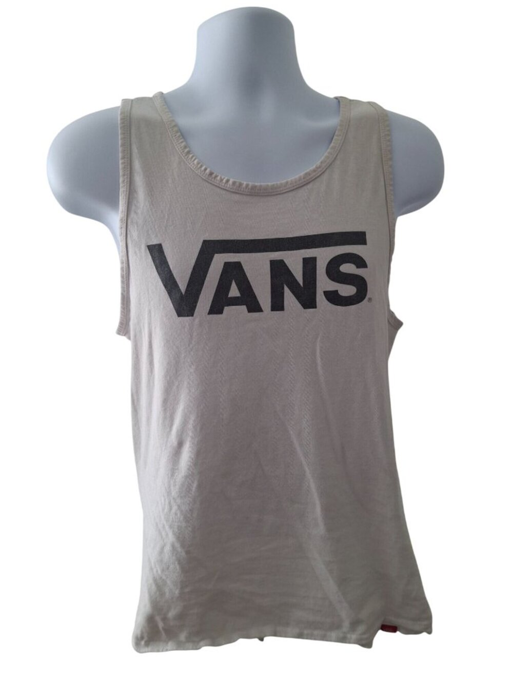 Vans Tank Top M White Black Logo Graphic Skater Y2K Streetwear Sleeveless Tee